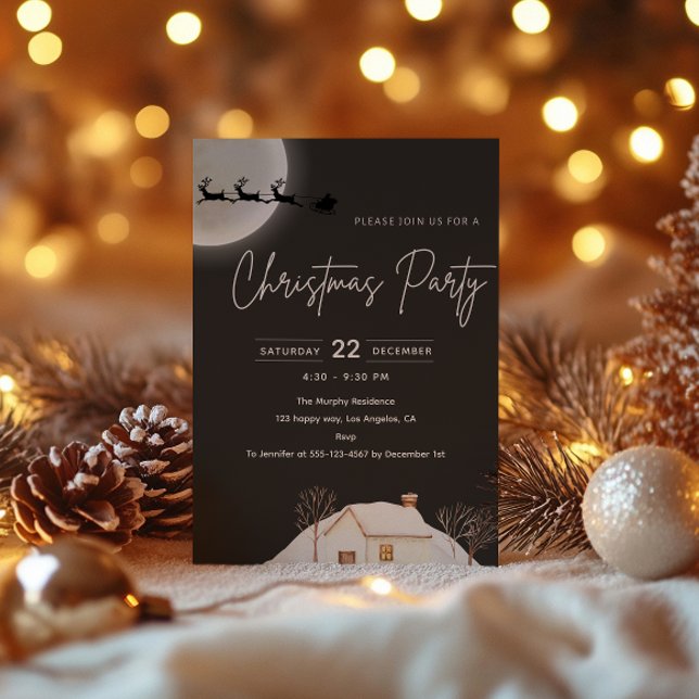 Elegant Moonlit Christmas Party Invitation         (Creator Uploaded)