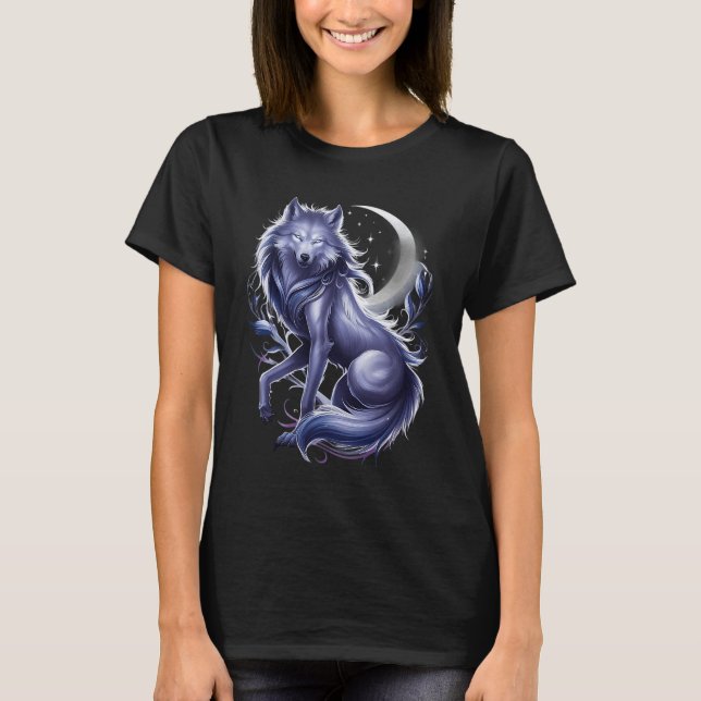 Elegant Moonlit Werewolf Mystical Feminine Streng T-Shirt (Front)