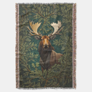Elegant Moose William Morris Inspired Throw Blanket