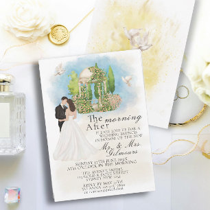 Elegant Morning After Gazebo Bride&Groom doves Invitation