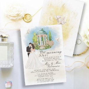 Elegant Morning After Gazebo Bride&Groom doves Invitation