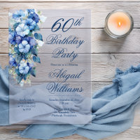 Elegant Morning Glories Blue Floral 60th Birthday