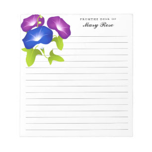 Elegant Morning Glory Flowers Personalised Notepad