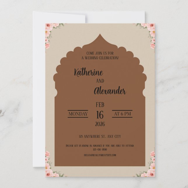 Elegant Moroccan-Inspired Wedding Invitation (Front)