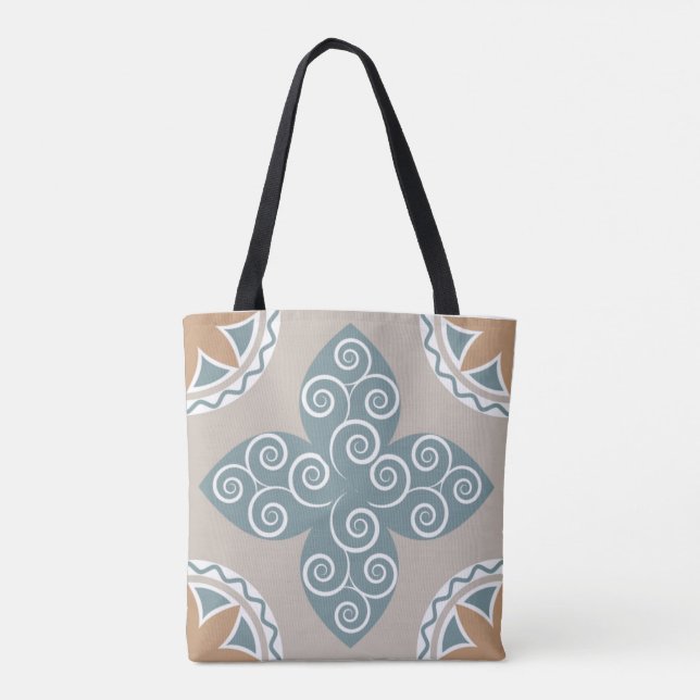 Elegant Moroccan Mosaic Tile Pattern Boho Chic Tote Bag (Back)