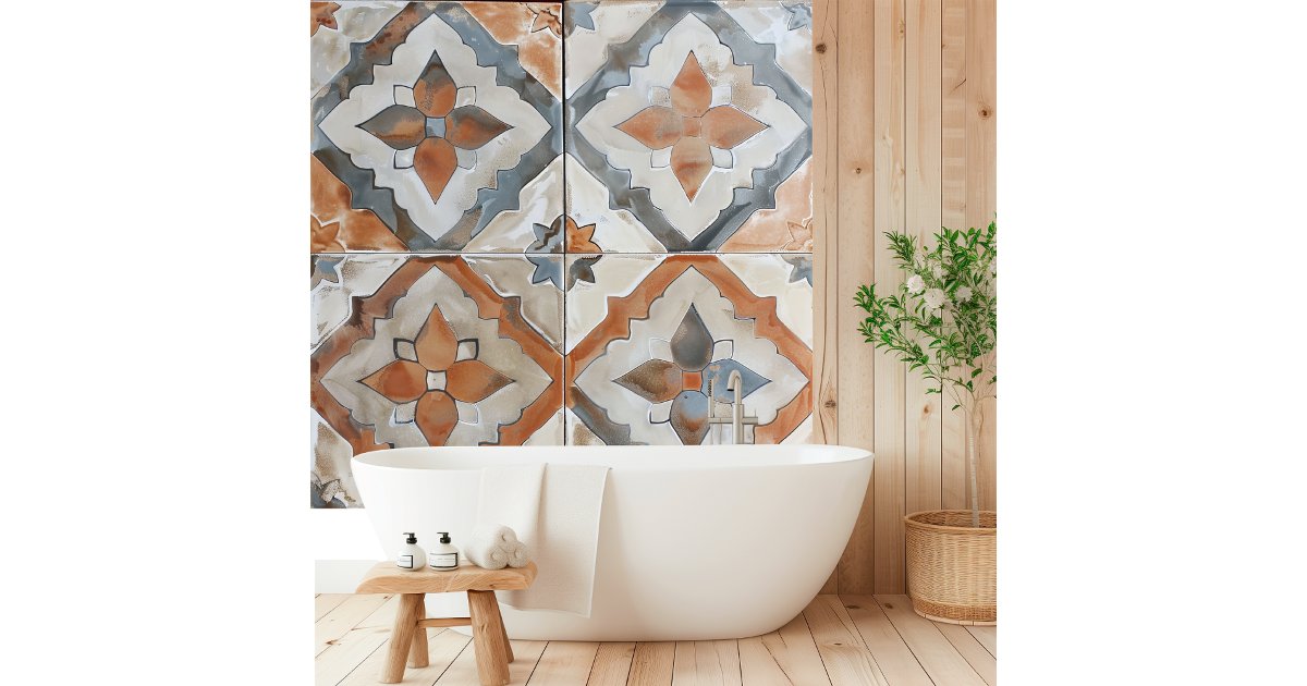 Elegant Moroccan Tile Pattern Wallpaper | Zazzle