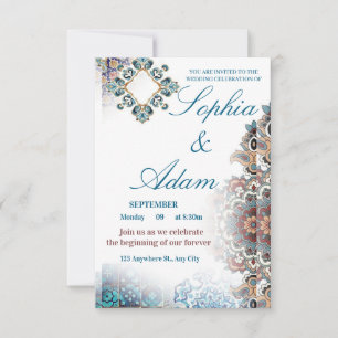 Elegant Moroccan Tile Wedding Invitation