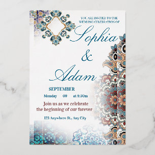 Elegant Moroccan Tile Wedding Invitation