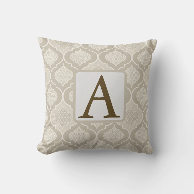 Elegant Moroccan Trellis Pattern in Neutral Tones Cushion (Front)