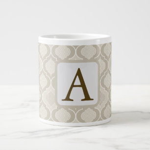Elegant Moroccan Trellis Pattern in Neutral Tones Large Coffee Mug