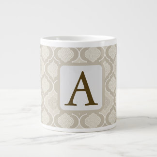 Elegant Moroccan Trellis Pattern in Neutral Tones Large Coffee Mug