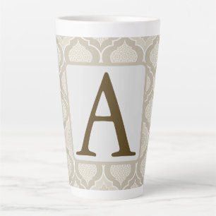 Elegant Moroccan Trellis Pattern in Neutral Tones Latte Mug