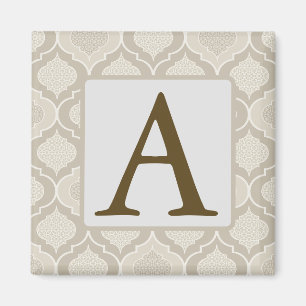 Elegant Moroccan Trellis Pattern in Neutral Tones Magnet