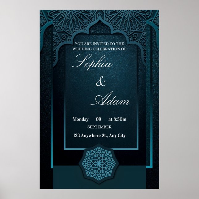 Elegant Moroccan Wedding Invitation Poster (Front)