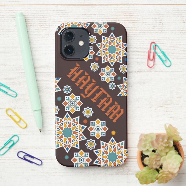 Elegant Moroccan Zellij Phone Case – Personalised (On Desk)