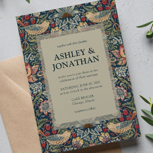 Elegant Morris Strawberry Theif Pattern Wedding Invitation