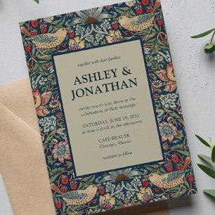 Elegant Morris Strawberry Theif Pattern Wedding Invitation