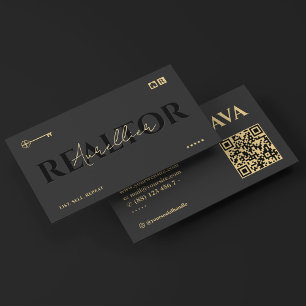 Elegant Mortgage Broker Realtor Key Script Realty Business Card