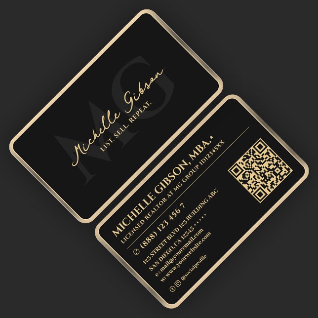 Elegant Mortgage Realtor Black Faux Gold Border Business Card (Elegant Mortgage Realtor Black Faux Gold Border Business Card
)