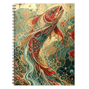 Elegant Mosaic Koi Fish Art Nouveau Notebook