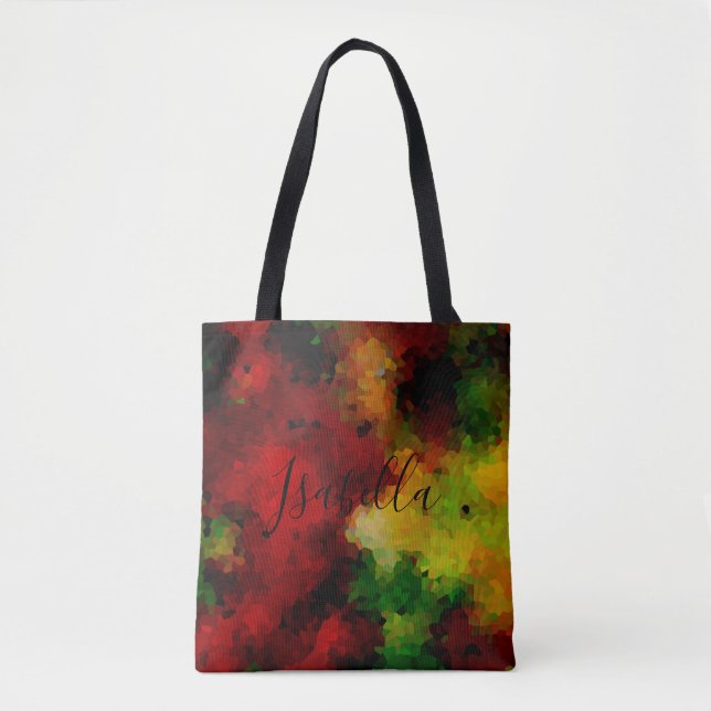 Elegant, mosaic pattern, multi-coloured, abstract tote bag (Front)