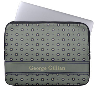 elegant moss green geometrical laptop sleeve