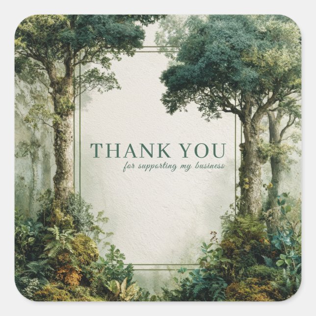 Elegant Mossy Forest Ancient Tree Rustic Square Sticker (Front)