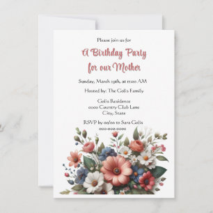 Elegant Mother Happy Birthday Party Invitation
