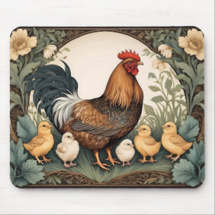 Elegant Mother Hen With Chicks Mouse Mat