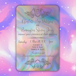 Elegant Mother-of-Pearl Colourful Wedding Invite Magnet