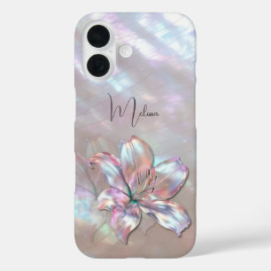 Elegant Mother-of-Pearl Lily iPhone 16 Case