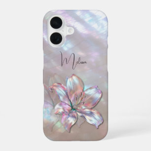 Elegant Mother-of-Pearl Lily iPhone 16 Case