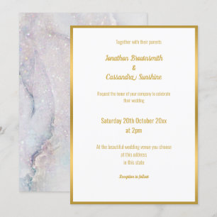 ELEGANT MOTHER OF PEARL MARBLE WEDDING INVITATION