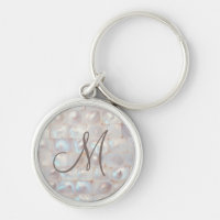 Elegant Mother of Pearl Monogrammed Keychain