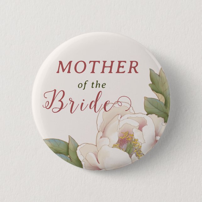 Elegant Mother of the Bride Blush Pink Floral  But 6 Cm Round Badge (Front)