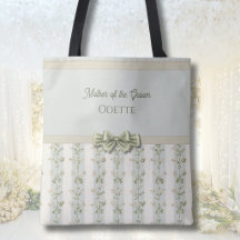 Elegant Mother of the Groom Floral Stripes Tote