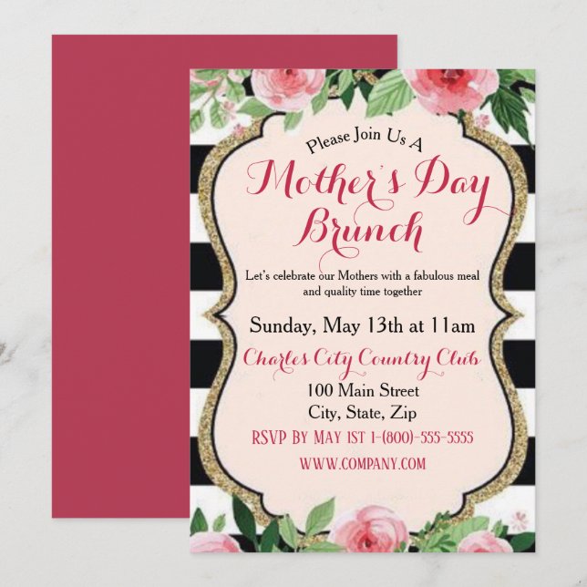 Elegant Mother’s Day Brunch Invitation Flat Card (Front/Back)