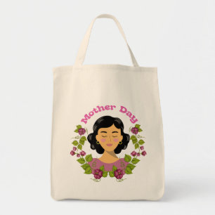 Elegant Mother’s Day Floral Woman Illustration – Tote Bag