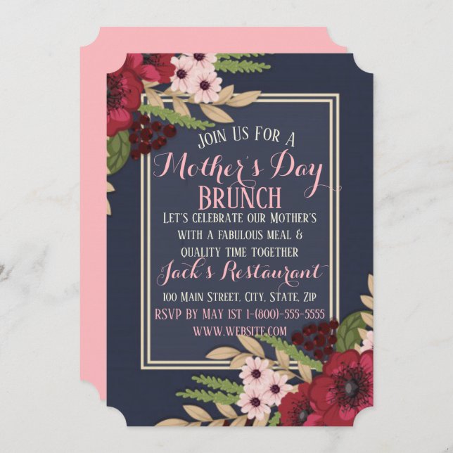 Elegant Mother’s Day Invitation Flat Card (Front/Back)