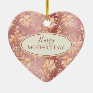 Elegant Mother’s Day Keepsake Heart Damask Ceramic Tree Decoration