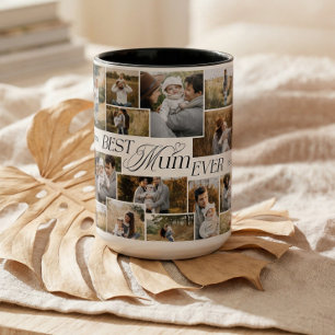 Elegant Mothers Day Best Mum Ever Photo Collage Two-Tone Coffee Mug