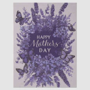 Elegant Mother's Day Card with Purple Lavender Tissue Paper