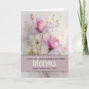 Elegant Mother's Day Classic Pink Rose Watercolor Card