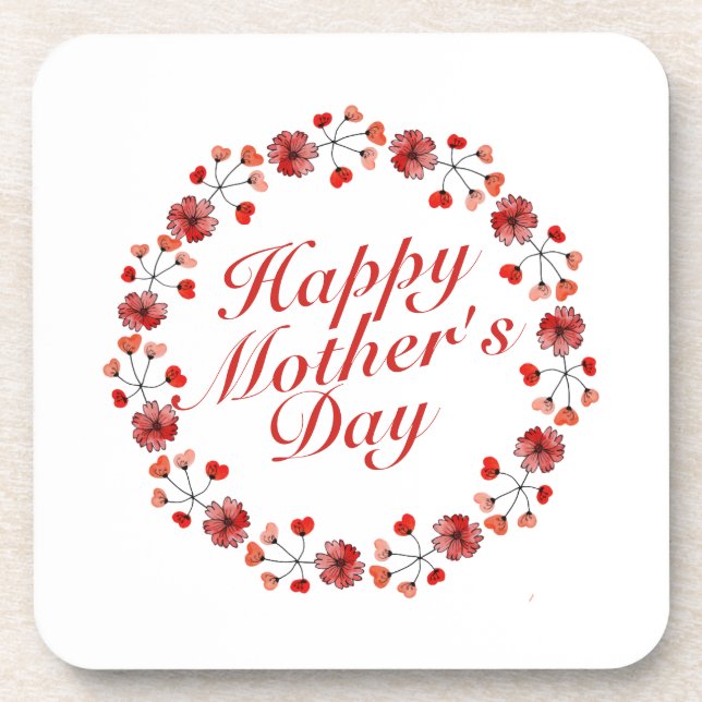 Elegant Mother's Day Floral Wreath | Coaster (Front)