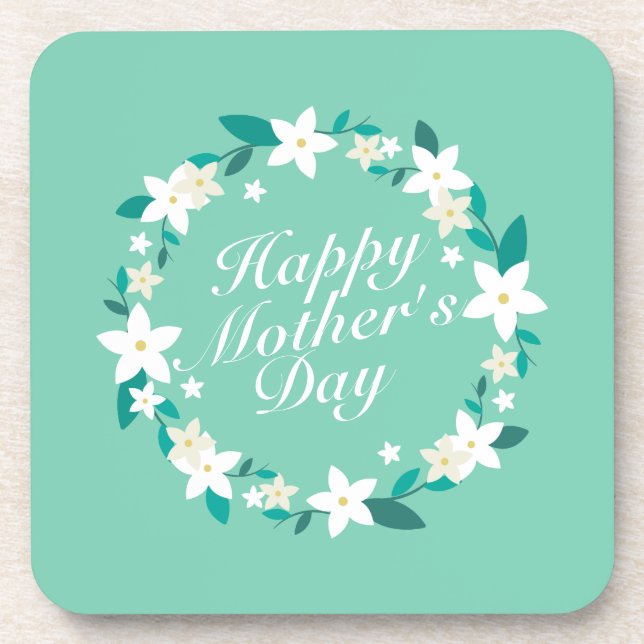 Elegant Mother's Day Floral Wreath | Coaster (Front)