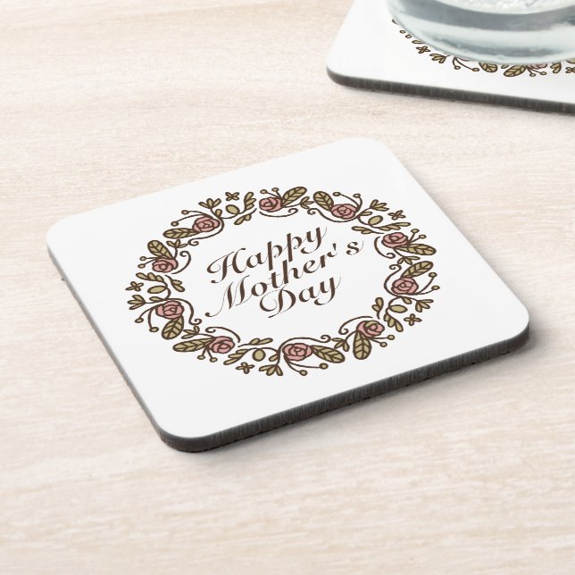 Elegant Mother's Day Floral Wreath | Coaster (Left Side)