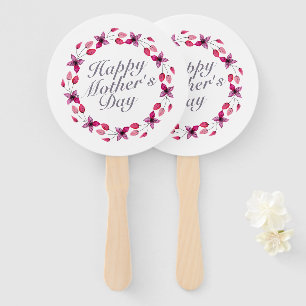 Elegant Mother's Day Floral Wreath   Hand Fan