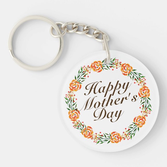Elegant Mother's Day Floral Wreath | Keychain (Front)