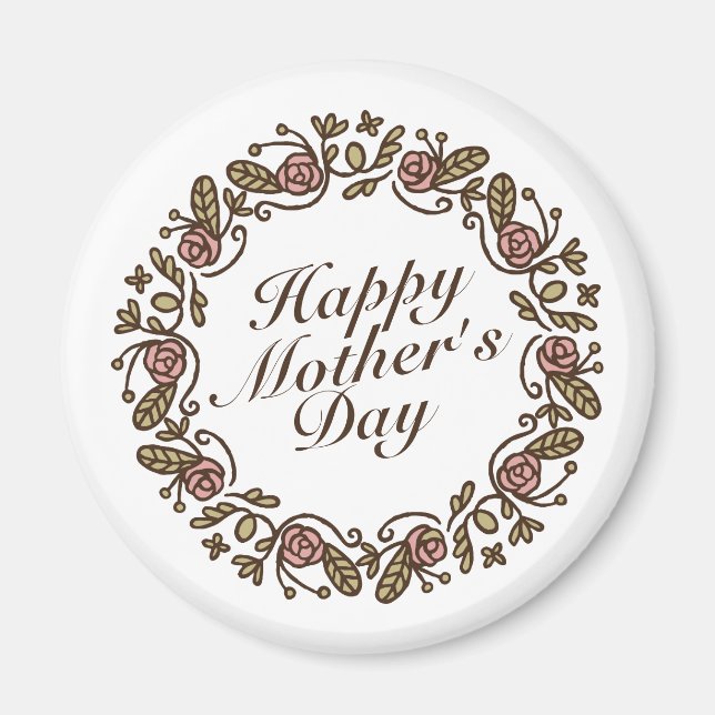 Elegant Mother's Day Floral Wreath | Magnet (Front)