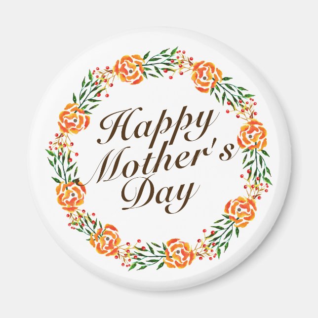 Elegant Mother's Day Floral Wreath | Magnet (Front)